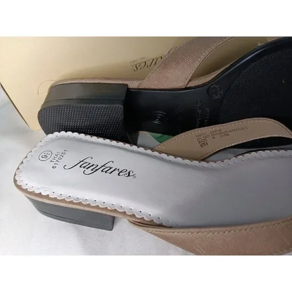 Fanfares Thai Womens 9.5 Dress Sandal Natural Tan Slide Slip On Knotted NEW - Picture 2 of 8